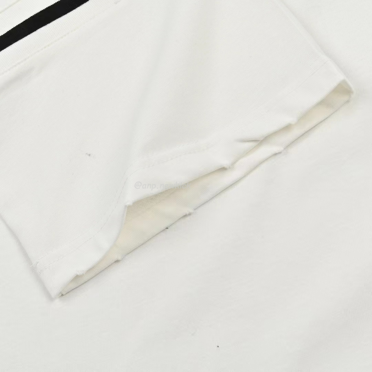 Dior Wide Body Bamboo Pure Cotton Plain Weave Fabric T Shirt White Navy (4) - www.newkick.org